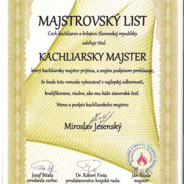 Majstrovský list